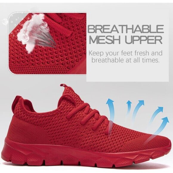 ⚡Mens Red Running Fashion Tennis Walking Lightweight Athletic Sneakers - Picture 6 of 7